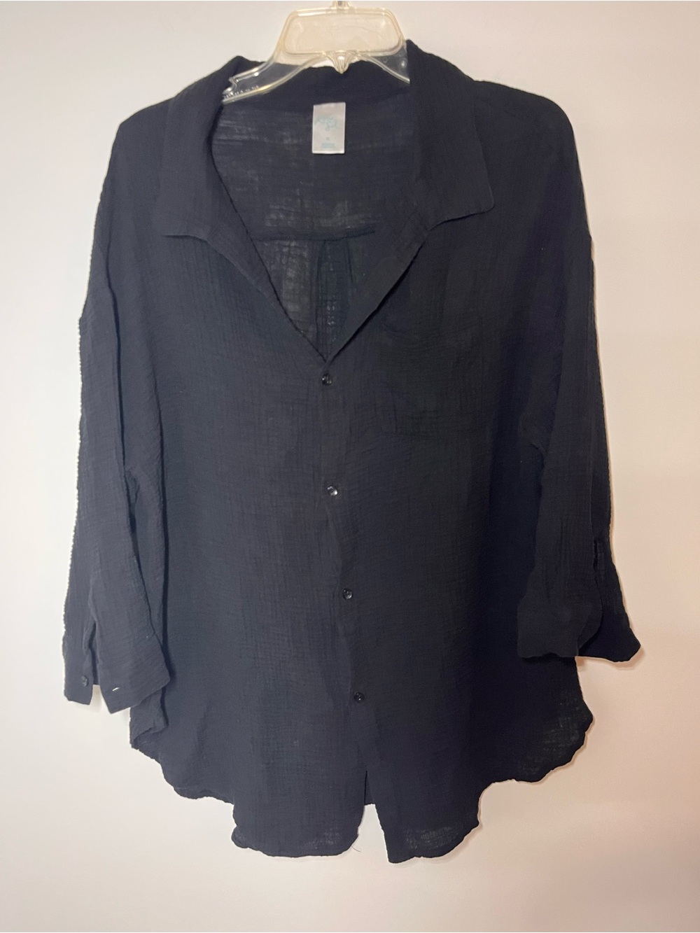 Kona Sol Black Lightweight Women's Swim Coverup Button-Front Tunic